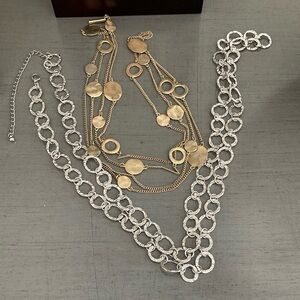 Gold and Silver Chain Necklace Set